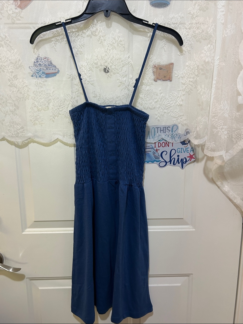 Lagaci Navy Blue Midi Dress